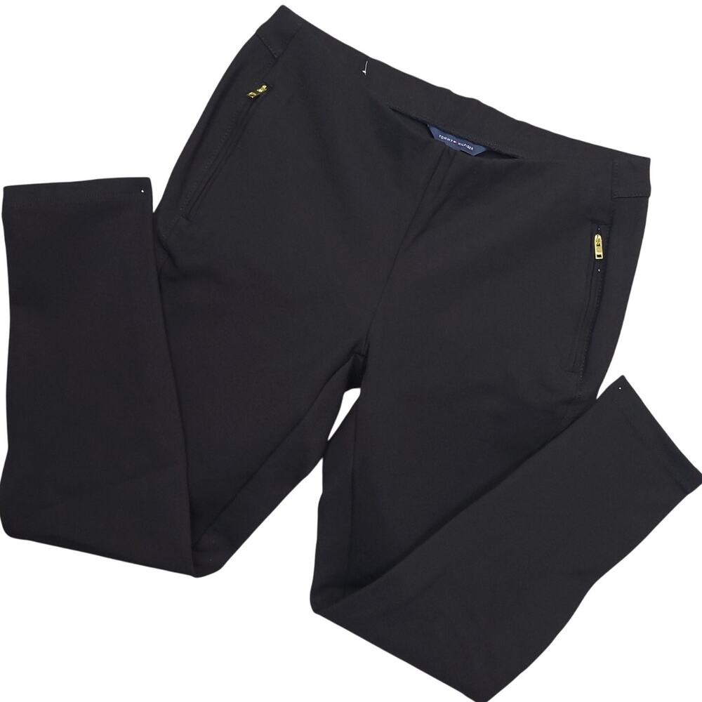 Tommy Hilfiger Women's Dress Pants Sz Medium Chino Straight Stretch Black & Gold